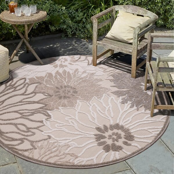 PREPROGA ZA ZUNANJO UPORABO Floral 120 cm tkano rjava, krem barve, bež