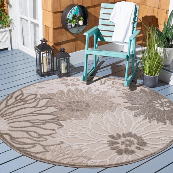 PREPROGA ZA ZUNANJO UPORABO Floral 120 cm tkano rjava, krem barve, bež