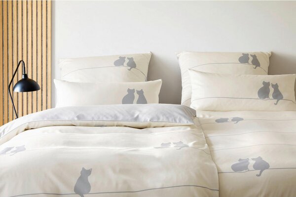 POSTELJNINA YOU&ME 140/200 cm mako saten krem barve
