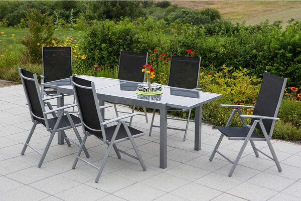 VRTNI SET aluminij črna, srebrne barve