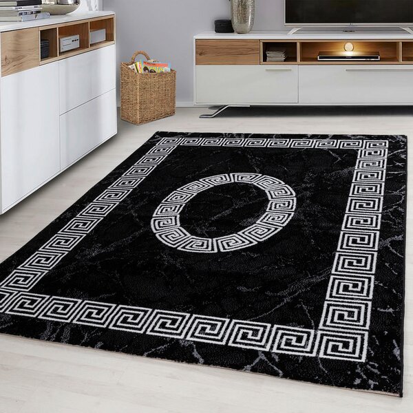 TKANA PREPROGA Plus Black 160/230 cm tkano črna, bela