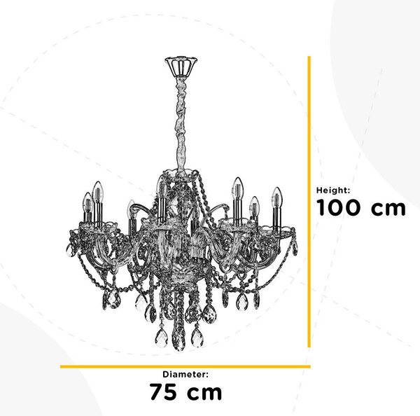 KRISTALNA VISEČA SVETILKA 75/100 cm E14