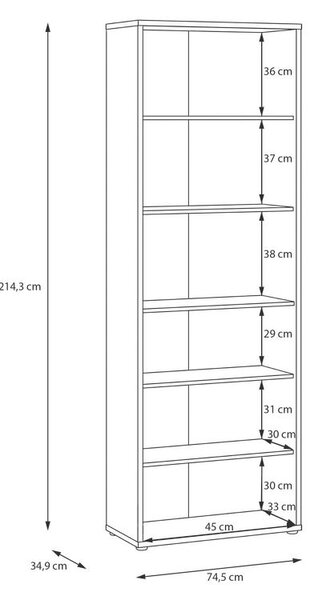 REGAL 74,5/214,3/34,9 cm peščene barve