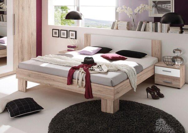 POSTELJNA GARNITURA 180 cm x 200 cm , leseni material bela, hrast san remo