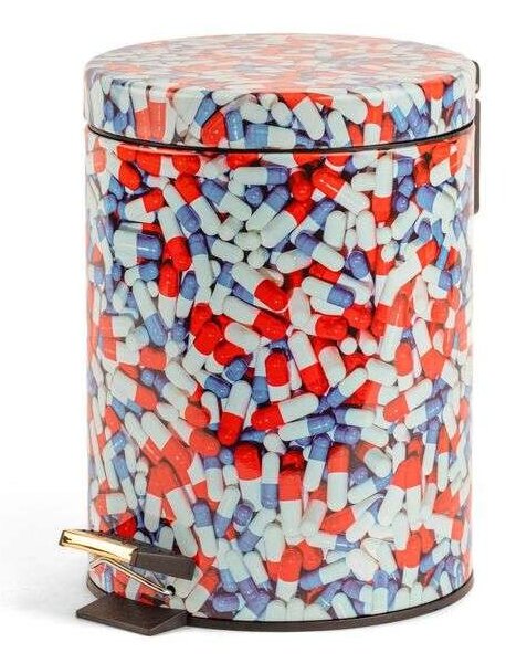 SelettiSeletti - Pills Toiletpaper Home Dustbin Ø 20,5 H. 27,5 Bela/Rdeča/Modra Seletti