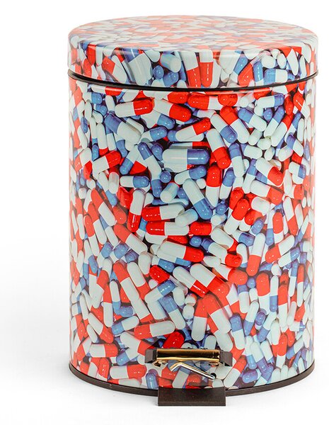 SelettiSeletti - Pills Toiletpaper Home Dustbin Ø 20,5 H. 27,5 Bela/Rdeča/Modra Seletti