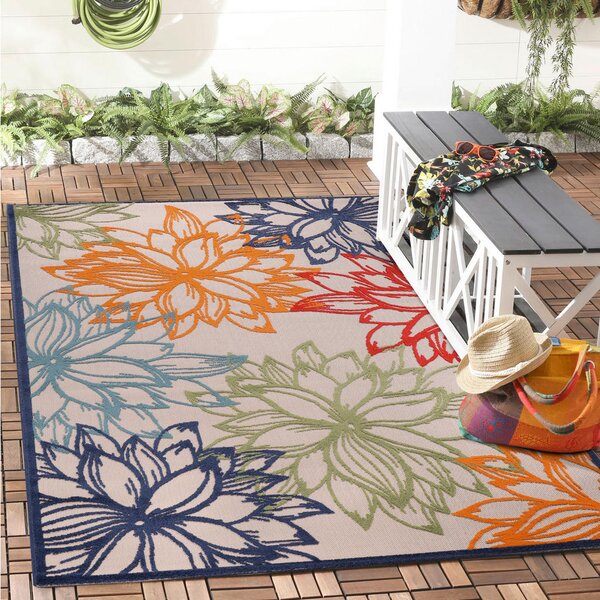 PREPROGA ZA ZUNANJO UPORABO Floral 80/150 cm tkano večbarvno, bela