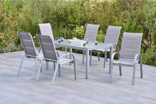 VRTNI SET Amalfi aluminij srebrne barve rjava, srebrne barve