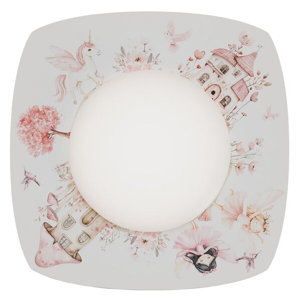 Elobra LED-stropna svetilka Feenwelt Starlight, bela/roza, dolžina 58 cm, zatemnjen, Bela, Otroška soba, Les