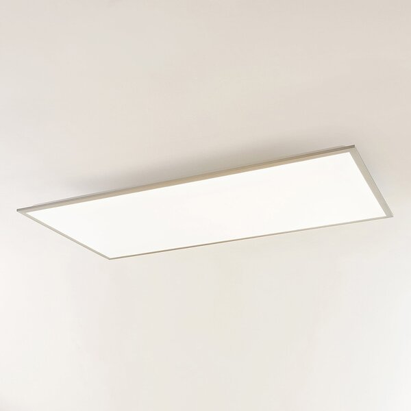 Lindby LED-Panel Stenley, 4.000K, 120cm x 60cm, srebrna/bela, Bela, Kuhinja, Plastika, Sodobni
