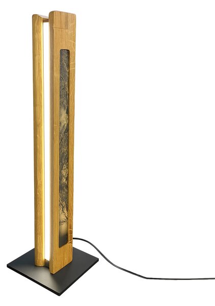 Elobra LED namizna svetilka Chile s 4 stranicami, hrast/barvni skrilavec, 54 cm, zatemnjen, Les, Dnevna soba / jedilnica, Les