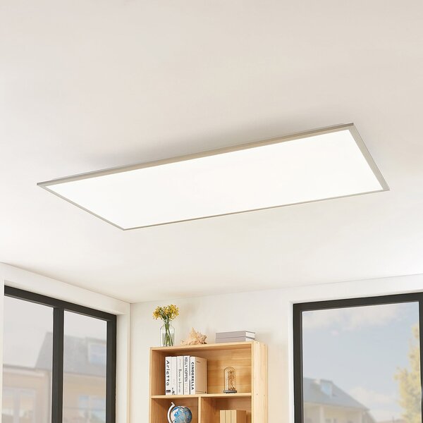 Lindby LED-Panel Stenley, 4.000K, 120cm x 60cm, srebrna/bela, Bela, Kuhinja, Plastika, Sodobni