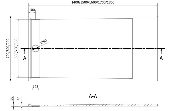 Mexen Amon pravokotni tuš kad SMC 140 x 70 cm, bela - 4F107014