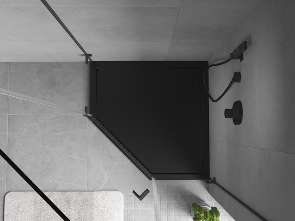 Mexen Flow pentagonalna kad za prhanje slim 80 x 80 cm, črna mat - 46P708080