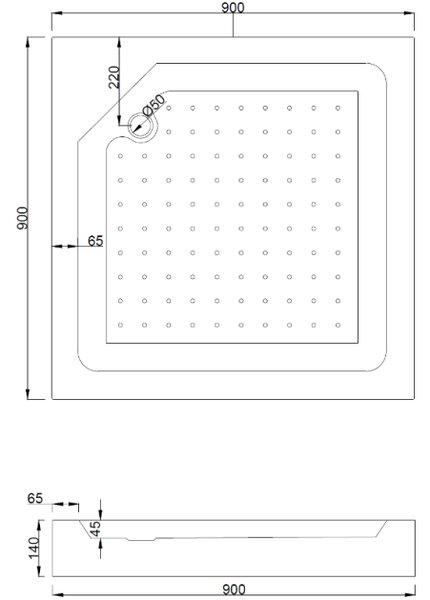 Mexen Rio kvadratna pršna kabina 90 x 90 cm, zmrzal, krom + kad, bela - 860-090-090-01-30-4510