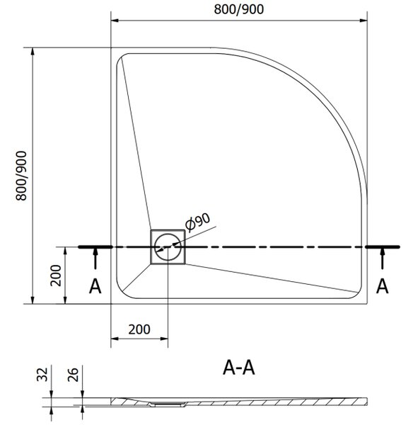 Mexen Bert polkrožni tuš kad SMC 80 x 80 cm, bela - 4KR108080