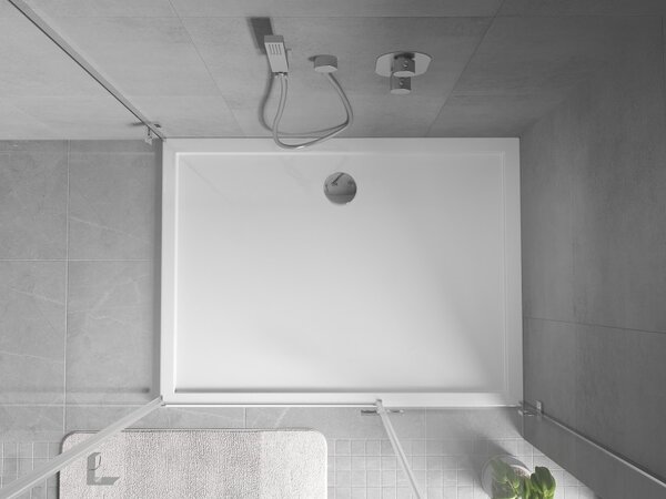 Mexen Flow pravokotni slim tuš kad 95 x 70 cm, bel sijaj - 46R107095