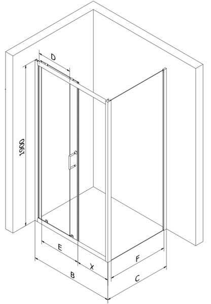 Mexen Apia drsna tuš kabina 100 x 80 cm, prozorna, črna - 840-100-080-70-00