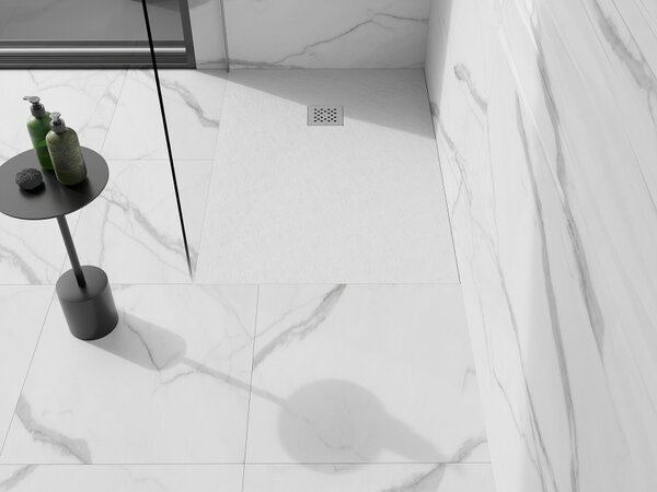 Mexen Stone+ pravokotni kompozitni tuš kad 90 x 80 cm, bela - 44108090