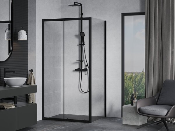 Mexen Apia drsna tuš kabina 100 x 80 cm, prozorna, črna - 840-100-080-70-00