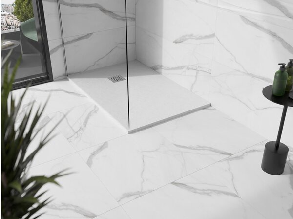 Mexen Stone+ pravokotni kompozitni tuš kad 90 x 80 cm, bela - 44108090