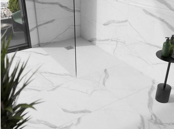 Mexen Stone+ pravokotni kompozitni tuš kad 90 x 80 cm, bela - 44108090