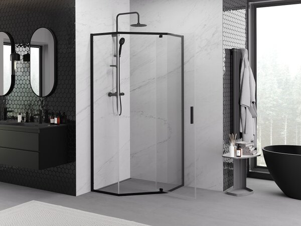 Mexen Exo petkotna tuš kabina 90 x 90 cm, prozorna, črna - 812-090-090-70-00