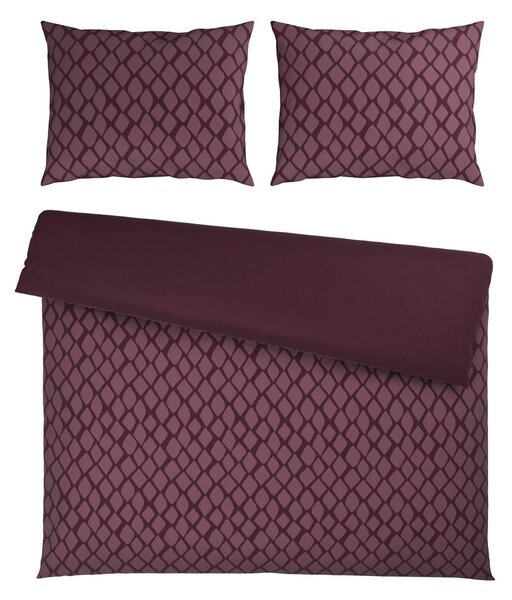 OBOJESTRANSKA POSTELJNINA STRIPES DK 200/200 cm saten vijolična