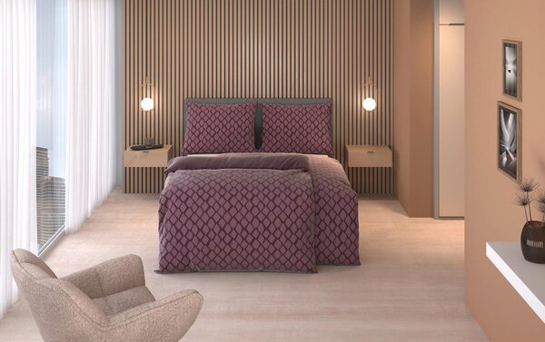 OBOJESTRANSKA POSTELJNINA STRIPES DK 140/200 cm saten vijolična