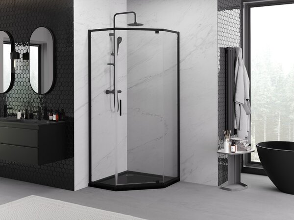 Mexen Exo petkotna tuš kabina 90 x 90 cm, prozorna, črna - 812-090-090-70-00