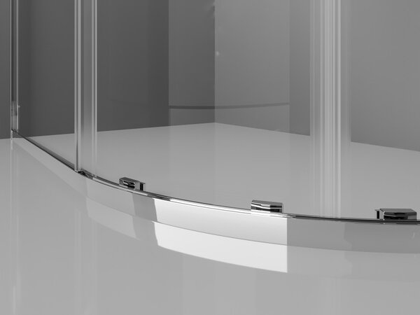 Mexen Exo Asimetrična polkrožna tuš kabina drsna 90 x 80 cm, prozorna, kromirana - 8132-090-080-01-00