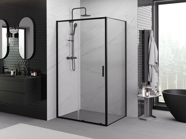 Mexen Exo drsna tuš kabina 100 x 80 cm, prozorna, črna - 8151-100-080-70-00