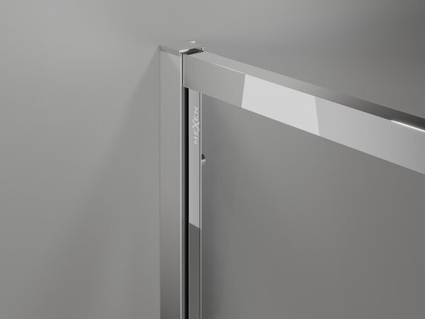 Mexen Exo Asimetrična polkrožna tuš kabina drsna 90 x 80 cm, prozorna, kromirana - 8132-090-080-01-00
