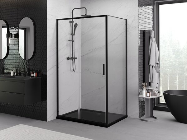 Mexen Exo drsna tuš kabina 100 x 80 cm, prozorna, črna - 8151-100-080-70-00