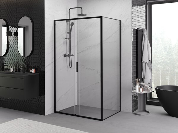 Mexen Exo drsna tuš kabina 100 x 80 cm, prozorna, črna - 8151-100-080-70-00