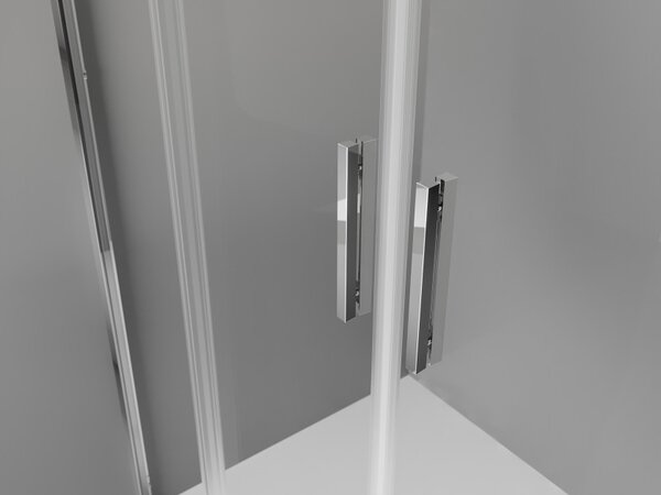 Mexen Exo Asimetrična polkrožna tuš kabina drsna 90 x 80 cm, prozorna, kromirana - 8132-090-080-01-00