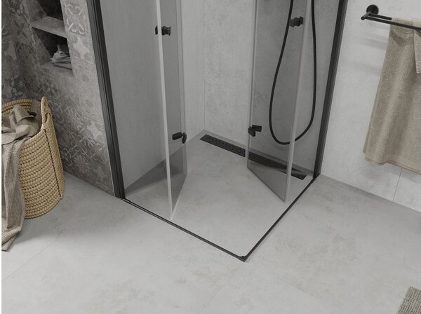 Mexen Lima Zložljiva prha Duo 80 x 80 cm, prozorna, črna - 856-080-080-70-00-02