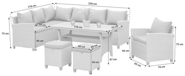 LOUNGE GARNITURA jeklo