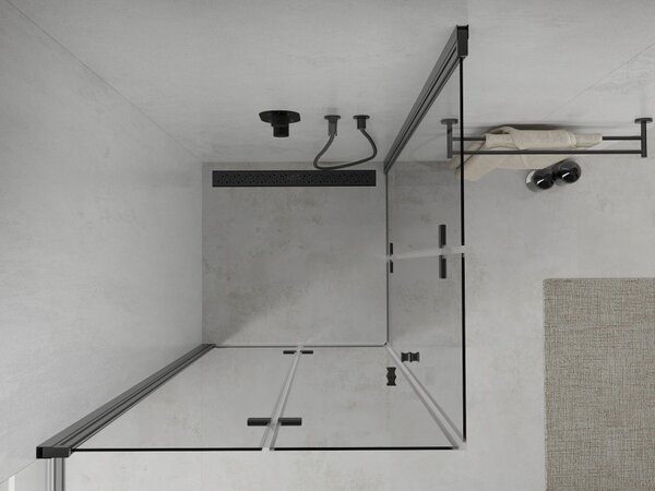 Mexen Lima Zložljiva prha Duo 80 x 80 cm, prozorna, črna - 856-080-080-70-00-02
