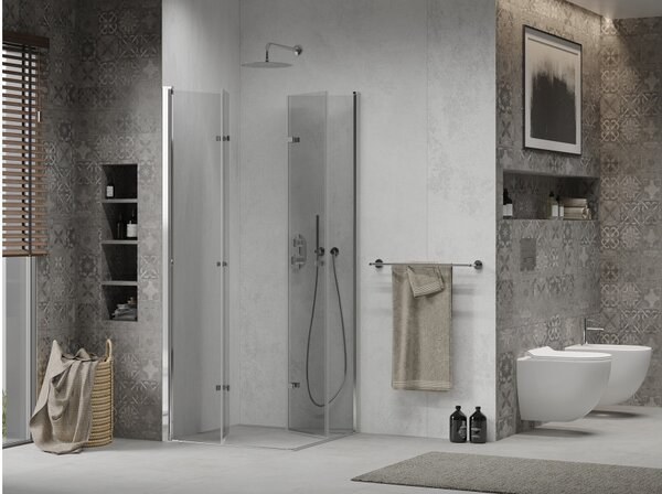 Mexen Lima Duo zložljiva pršna kabina 90 x 90 cm, prozorna, krom - 856-090-090-02-00