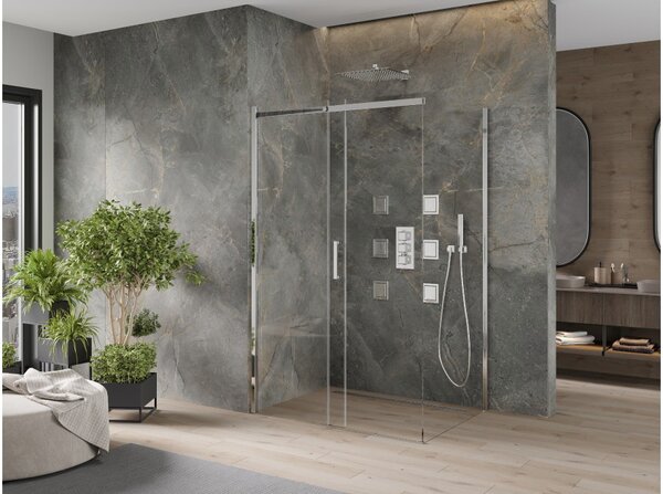 Mexen Omega drsna tuš kabina 100 x 80 cm, prozorna, krom - 825-100-080-01-00