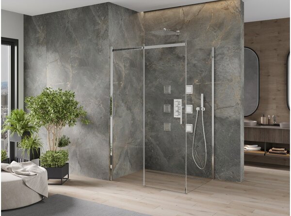 Mexen Omega drsna tuš kabina 100 x 80 cm, prozorna, krom - 825-100-080-01-00