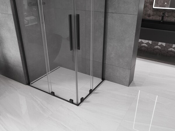 Mexen Velar L Pomična prha Duo 100 x 90 cm, prozorna, črna - 871-100-090-02-03-70