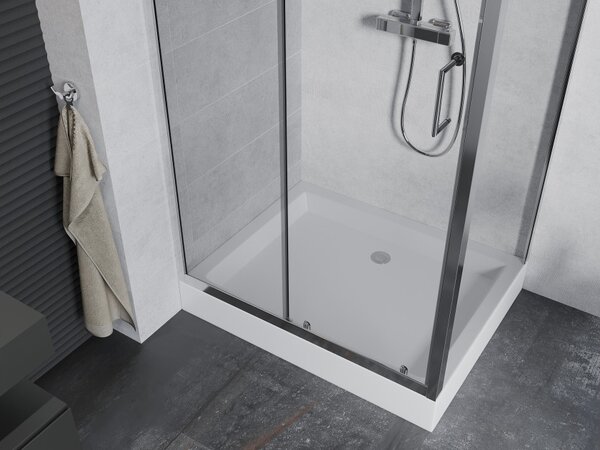 Mexen Apia drsna prha kabina 100 x 80 cm, prozorna, krom + tuš kad Rio - 840-100-080-01-00-4510