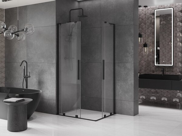 Mexen Velar L Pomična prha Duo 100 x 90 cm, prozorna, črna - 871-100-090-02-03-70