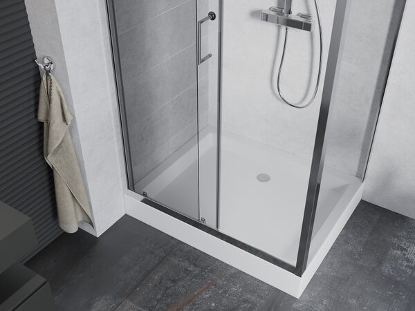 Mexen Apia drsna prha kabina 100 x 80 cm, prozorna, krom + tuš kad Rio - 840-100-080-01-00-4510
