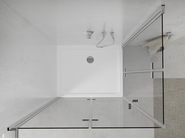 Mexen Lima Zložljiva pršna kabina Duo 80 x 70 cm, prozorna, krom + tuš kad Flat - 856-080-070-01-02-4010