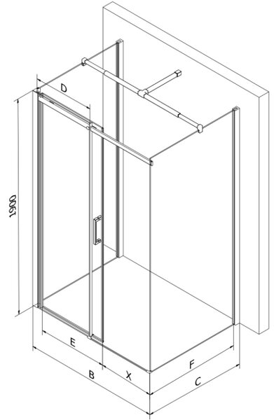 Mexen Omega-3S 3-stenska drsna tuš kabina 100x80 cm, prozorna, krom + plitki tuš kad - 825-100-080-01-00-3s-4010