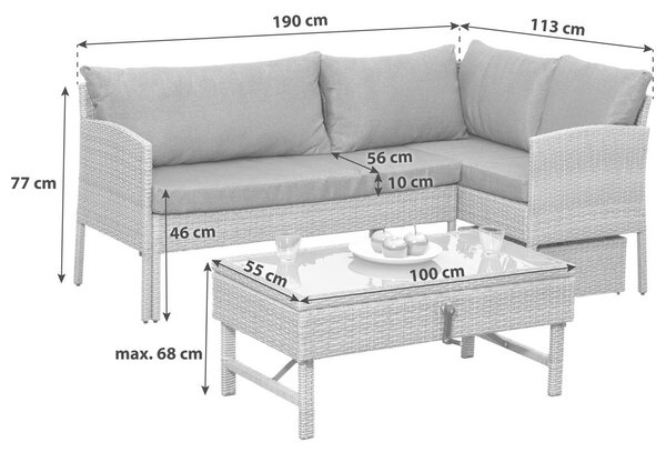 LOUNGE GARNITURA jeklo
