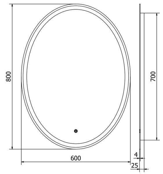 Mexen Elz kopalniško ogledalo z osvetlitvijo 60 x 80 cm, LED 6000K, proti megli - 9802-060-080-611-00